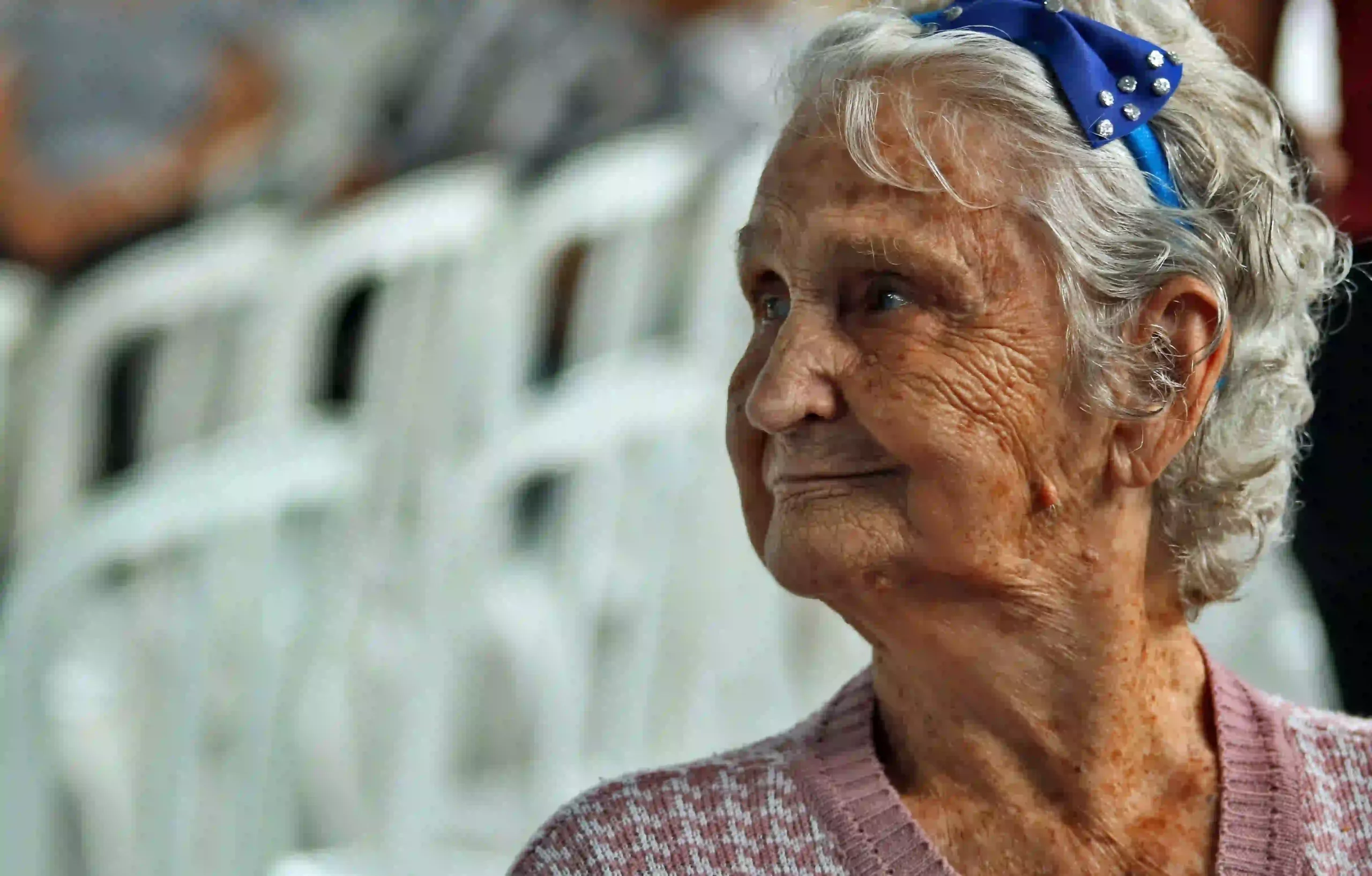 elderly woman looking off-camera